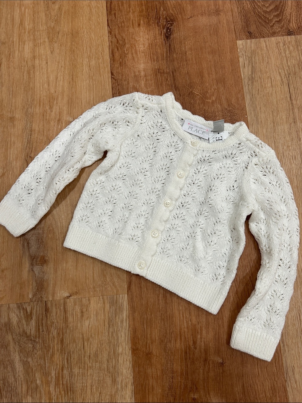 The Children's Place Ivory Openwork Knit Button-Front Cardigan
